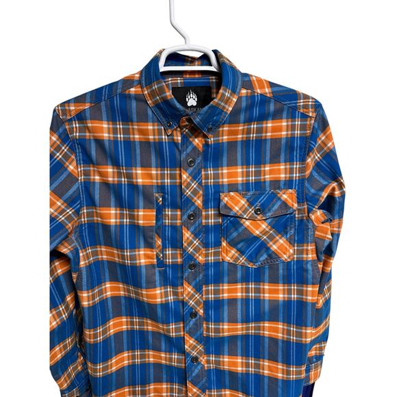 Alaskan Hardgear Performance Flannel Shirt Deluth Plaid Orange Blue Size M LNC! - Picture 3 of 6